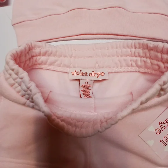 Violet Skye Toddler Outfit Set | 3-Piece Pink “Howdy Valentine” Sweatshirt 4T - Picture 5 of 12